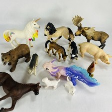 Lot of 12 Various Schleich Animals Horse Moose Unicorn Axolotl Grizzly Bear Dog picture