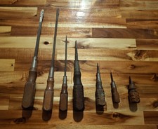 Lot 7 Vtg Antique Wood Handle Screwdrivers Phillips Flat 14