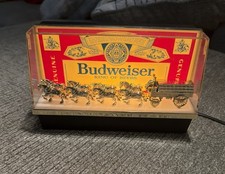 Budweiser King Of Beers Lamp Clydesdale Horses & Wagon Light Sign Vintage 8” picture
