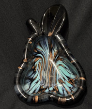 TURQUOISE & COPPER Murano glass nason vannes france pear bowl hollywood regency picture