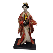 Vintage Japanese Geisha Doll With Fan 9'' picture