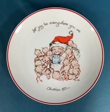 VTG 1973 Kewpie Christmas 1973 Commemorative Edition Plate Santa Cameo picture
