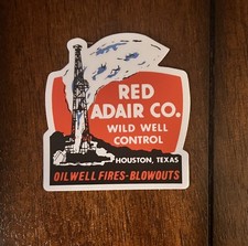 Red Adair Oil Well Blowouts Firefighting Hard Hat Sticker - 2.95” x 3”  picture