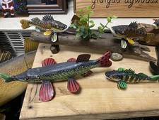 Handmade Wooden Fish Home Decoys Set Collection Walleye Perch Musky ect ect  picture