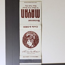 Restaurant Mayan New York City Vintage 16 West 51st St Matchbook picture