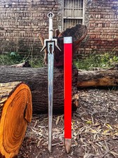 Handmade Witcher Ciri Sword Replica | Silver Steel Blade with Red Scabbard Gift picture