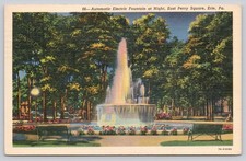 Erie PA 1942 East Perry Square Automatic Electric Fountain Linen Postcard picture