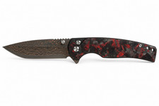 Sigma Pocketknife 67 Layer Copper Damascus Blade, Red/Black Carbon Fiber Handle picture
