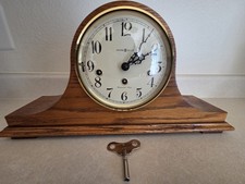 Howard Miller 612-618 Oak Mantel Clock Westminster Chime Hermle Tested w/Key picture