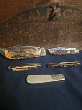Vintage Schrade Sab Hunter German Eye Stag Pearl Pocket Knife Lot Of 5 picture