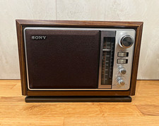 Sony ICF-9740W FM/AM Transistor Radio Wood Cabinet Woodgrain Vintage Collectible picture