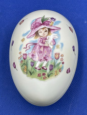 Vintage Lefton Japan 8218 Easter Egg Trinket Box Girl Bunny Porcelain A71 picture