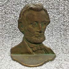 VTG 1928 CT Foundry Abraham Lincoln Cast Iron Bookend Doorstop Antique Academia picture