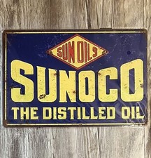 Sunoco The Distilled Oil 8 x 12 Novelty Metal Sign Shrink-Wrapped New picture