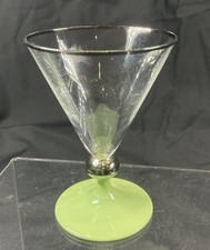 1930's Vintage Art Deco Cocktail Glass Pastel Green Drink Bar Shot Small Wine picture