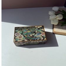 Antique Cloisonné Enamel Box Pheasant Peacock Bird Chinoiserie CollectibleEnamel picture