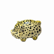 Vintage 5”x3” Spotted Small Ceramic Piggy Pig Design Coin Bank with Plug picture
