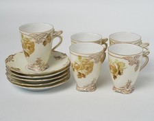 Antique Hermann Ohme Clairon Old Ivory XVI 16 Demitasse Cups & Saucers Set of 5 picture