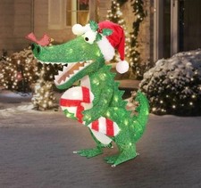 2.5 FT LED ALLIGATOR IN SANTA OUTFIT OUTDOOR YARD DECOR picture