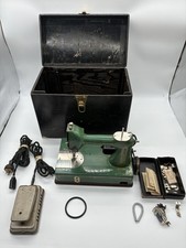 Vintage General Electric GE Sewing Machine Green w/ Case Foot Pedal Accessories picture