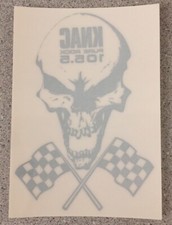 Pure Rock 105.5 KNAC Racing Skull Static Cling Sticker Long Beach Grand Prix NEW picture