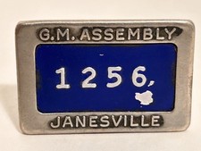 General Motors - GM Assembly Employee Numbered Badge/Pin from Janesville, WI picture