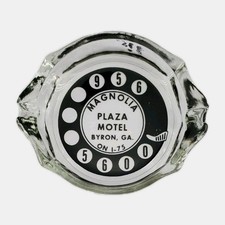 Vintage Clear Glass Marketing Ashtray / Magnolia Plaza Motel / Byron Georgia GA picture