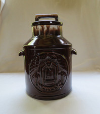 McCoy Cookie Jar 1972 Brown Drip Milk Can 1776 Anniversary picture