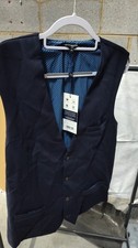 Mens Navy Blue Formal Suit Vest Waistcoat Polka Dot Lining Adjustable Back NWT picture