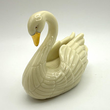 Lenox Porcelain Wht/24 K Gold Swan Figurine Collectible Place Card Holder Decor  picture