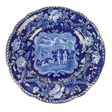 Antique Clews Staffordshire Historical Blue Transferware Dinner Plate 10.25