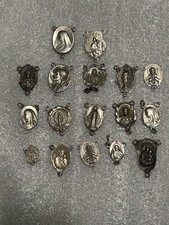 LOT OF 17 VINTAGE CATHOLIC RELIGIOUS STERLING SILVER ROSARY CONNECTORS picture
