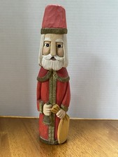 Andrzej Cochin Polish Folk Art Wood Carving 12” St. Nicholas Santa picture
