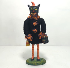 Your Heart's Content Halloween Black Cat Clown Figurine With Basket 9.75