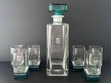 Vintage Luigi Bormioli Light And Music Monet Decanter 10x3 W/ 6 Glasses 3 3/4