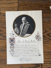1920s Pope Pius XI Apostolic Blessing Cardinal Pietro Gasparri Signed Vatican picture