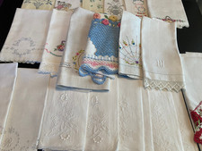 GORGEOUS LOT OF *25* VINTAGE HAND EMBR/CUTWORK/CROCHET FINGERTIP/GUEST TOWELS picture