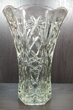 Star of David Large Vase Clear Pressed Glass Flared Rim Vintage Anchor Hocking picture