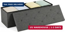 43 Inch Foldable Storage Ottoman Bench, Large Ottoman with Storage picture
