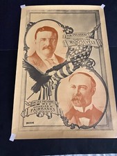 1909 THEODORE ROOSEVELT & CHARLES FAIRBANKS PRESIDENTIAL CAMPAIGN POSTER picture