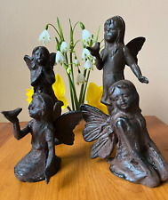 Set of 4 Assorted Cast Iron Fairy Angels Decorative Figurines for Home or Garden picture
