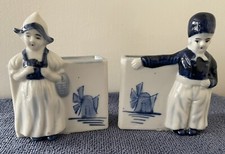 DELFT Antique Porcelain Boy & Girl Figuerine Holders/Planters - from the 1920's picture