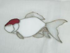 Vintage hand made stained glass Sun Catcher Red Cap Oranda Gold Fish FISH picture