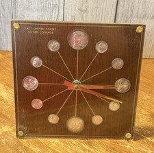 Marion Kay Numismatic 1964 Last United States Silver Coinage Clock 72 Walnut MCM picture
