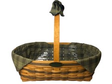 VTG 1998 Longaberger Traditions Hospitality Basket w/ Protector & Plaid Liner picture