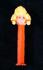 Vintage Pez Dispenser Blonde Pigtail Girl Footed Red Stem (A3) picture