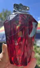 Vintage Viking Ruby Red Glass Diamond Point Cigarette Table Lighter 4.5” x 2.5” picture