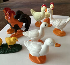 Hard Plastic Miniature Safari Ltd Farm Animal LOT Of 8 - Rooster Hen Goose Duck picture