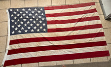 Vintage Valley Forge 50 Star American Flag 4x7 Cotton Bunting Sewn Stars Distres picture