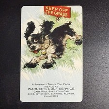 Butch Advertisement / VTG Playful Dog Single Swap Playing Card “Keep Off Grass” picture